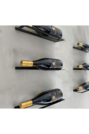 🍾 1 Adet Metal Şişe Rafı Dekoratif Şarap Rafı DUVAR MONTAJLI Düzenleyici SİYAH 🍾