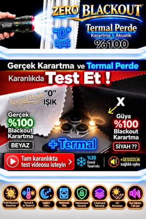 Silver Termal Akustik Blackout Karartma Perde - Isı Yalıtımlı Güneşlik - Pilesiz Tek Kanat - Beyaz