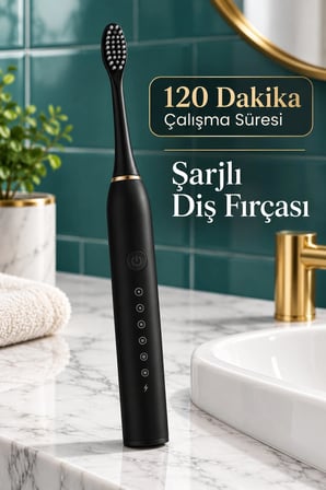 Siyah Şarjlı Diş Fırçası 2 Dakika Zamanlayıcılı