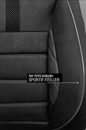 Renault Duster I (facelift 2013) 2.0 (143 Hp) Awd 2015 UYUMLU  Tay Tüyü Oto Koltuk Kılıfı CARBON SİYAH