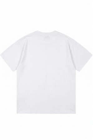Siyah Desenli Kalp Baskılı Beyaz Oversize Bisiklet Yaka T-Shirt
