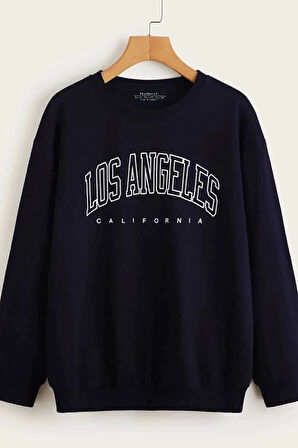 Kadın Siyah Los Angeles Baskılı Oversize Kadın Sweatshirt