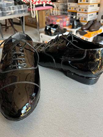 İTALYAN STİL SİYAH RUĞAN ERKEK TANGO, DANS VE SALON AYAKKABISI