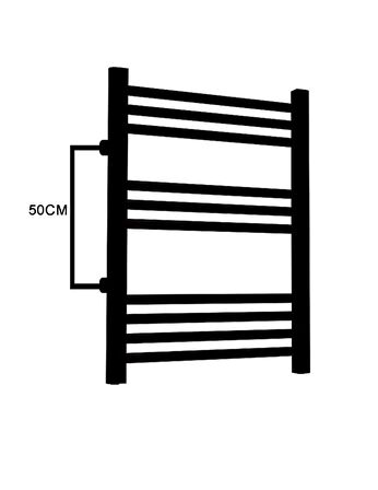 50/70cm 10 Borulu Mat Siyah Renk Yandan Girişli Havlupan Radyatör Banyo Isıtıcı Aks 50cm