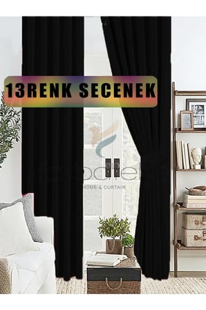 Siyah Renk Kalın Güneşlik Blackout Kararma Fon Perde Düz Dikim
