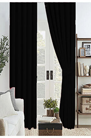 Siyah Renk Kalın Güneşlik Blackout Kararma Fon Perde Düz Dikim
