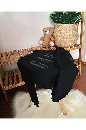 Siyah Baskılı Çocuk Eşofman Takımı Unisex