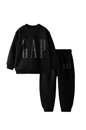 Siyah Baskılı Çocuk Eşofman Takımı Unisex