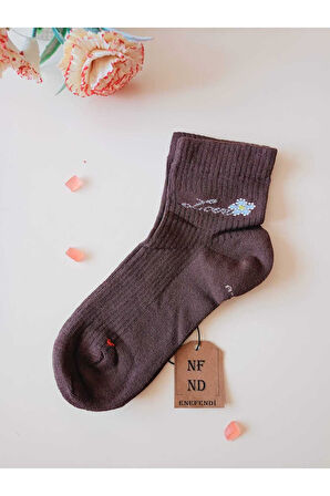 3 ÇİFT TAŞLI PAMUKLU BURUN DİKİŞSİZ LİKRALI KOKULU KISA KONÇ ÇORAP SİYAH KAHVE KADIN ÇORABI 36-40
