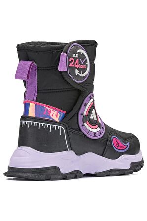 Unisex Günlük Çocuk Yüksek Kalın Kaymaz Taban Cırtlı Kürk Astarlı Soğuk Geçirmez Kar Botu  2221