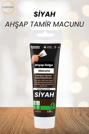 4'lü Siyah Ahşap ve Duvar Tamir Seti 125 Ml Dolgu Macunu 2 Adet Plastik Spatula 1 Kübik Zımpara