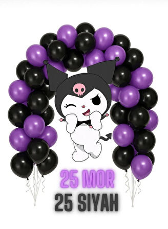 25 Adet Siyah, 25 Adet Mor Balon
