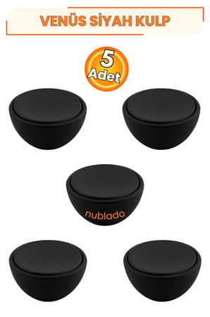 Venüs İçbükey Polimer Düğme Kulp 5 Adet Mat Siyah 40 mm Dolap Çekmece Mutfak Gardırop Mobilya Kapak Kulpu Tek Vidalı Dekoratif Kulp