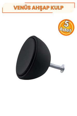 Venüs İçbükey Polimer Düğme Kulp 5 Adet Mat Siyah 40 mm Dolap Çekmece Mutfak Gardırop Mobilya Kapak Kulpu Tek Vidalı Dekoratif Kulp