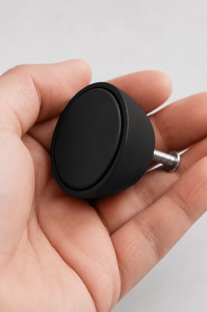 Venüs İçbükey Polimer Düğme Kulp 5 Adet Mat Siyah 40 mm Dolap Çekmece Mutfak Gardırop Mobilya Kapak Kulpu Tek Vidalı Dekoratif Kulp