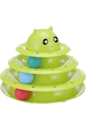 1 Adet 3 Katlı Kedi Oyuncağı – Turntable Oyun Kulesi Hareketli Toplu Interaktif Cat Toy