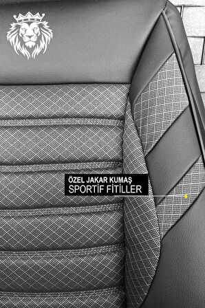 Lotus Eclat  Uyumlu 5 KOLTUK TAM SET KRAL SERİSİ JAKAR OTO KOLTUK KILIFI SİYAH