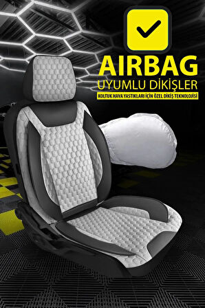 Mazda Mazda5 UYUMLU TAM SET PRO Lüks Oto Koltuk Kılıfı Deri ve Kabartmalı ÖZEL KUMAŞ GRİ