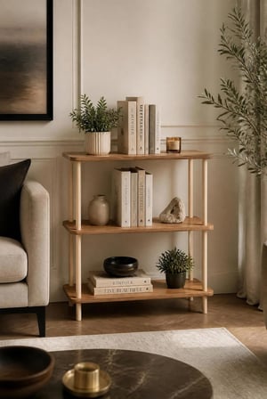 tridihome Çok Amaçlı Dekoratif Salon Ofis Düzenleyici Raf Modern Minimalist 3 Raflı Kitaplık Ahşap Ayaklı