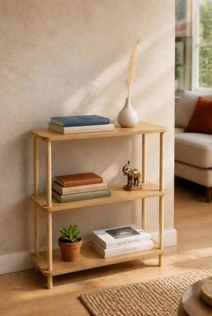 tridihome Çok Amaçlı Dekoratif Salon Ofis Düzenleyici Raf Modern Minimalist 3 Raflı Kitaplık Ahşap Ayaklı