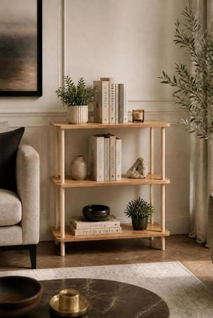 tridihome Çok Amaçlı Dekoratif Salon Ofis Düzenleyici Raf Modern Minimalist 3 Raflı Kitaplık Ahşap Ayaklı