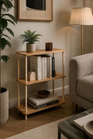 tridihome Çok Amaçlı Dekoratif Salon Ofis Düzenleyici Raf Modern Minimalist 3 Raflı Kitaplık Ahşap Ayaklı