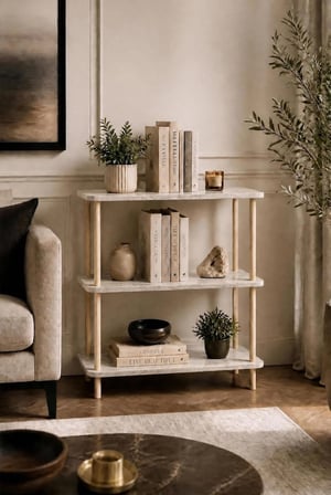tridihome Çok Amaçlı Dekoratif Salon Ofis Düzenleyici Raf Modern Minimalist 3 Raflı Kitaplık Ahşap Ayaklı