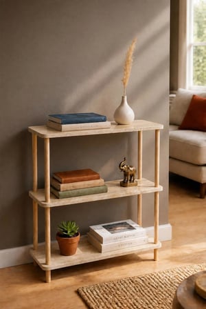 tridihome Çok Amaçlı Dekoratif Salon Ofis Düzenleyici Raf Modern Minimalist 3 Raflı Kitaplık Ahşap Ayaklı