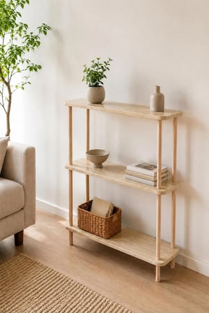 tridihome Çok Amaçlı Dekoratif Salon Ofis Düzenleyici Raf Modern Minimalist 3 Raflı Kitaplık Ahşap Ayaklı