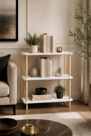 tridihome Çok Amaçlı Dekoratif Salon Ofis Düzenleyici Raf Modern Minimalist 3 Raflı Kitaplık Ahşap Ayaklı