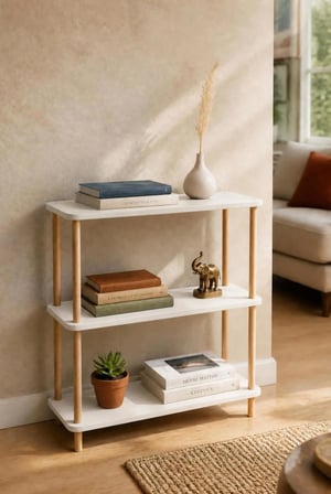 tridihome Çok Amaçlı Dekoratif Salon Ofis Düzenleyici Raf Modern Minimalist 3 Raflı Kitaplık Ahşap Ayaklı