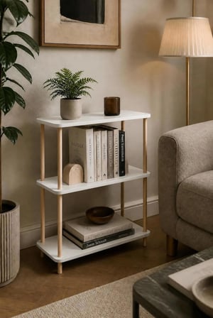 tridihome Çok Amaçlı Dekoratif Salon Ofis Düzenleyici Raf Modern Minimalist 3 Raflı Kitaplık Ahşap Ayaklı
