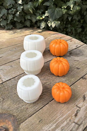 Pumpkin Üçlü Set Mum Kalıpları (Silikon) (3 Adet)