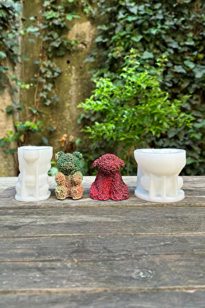Rose Bear ve Rose Dog İki Adet Silikon Mum Kalıp Seti