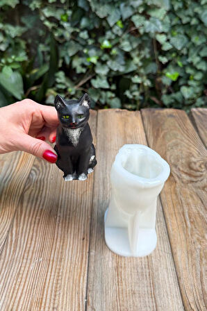 Kedi Kaju Tekli Silikon Mum Kalıbı