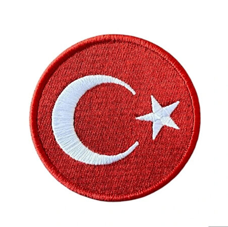 Aplike Ütü İle Yapışan Türk Bayrağı Yuvarlak Büyük Arma 5 Cm