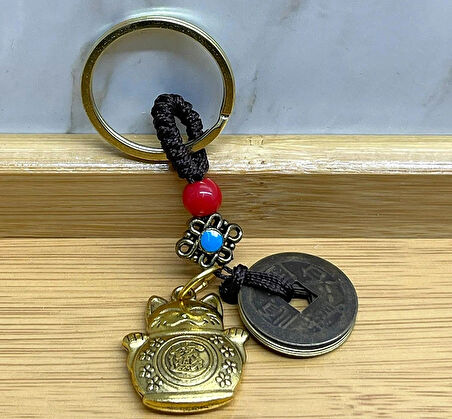 Metal Şans Ve Bereket Kedisi Anahtarlık Model 4
