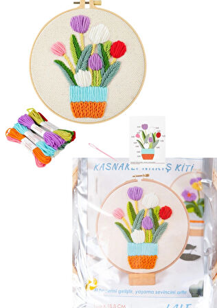 Nakış Kitleri Kasnaklı 13.5 X 18.8 Cm Lale