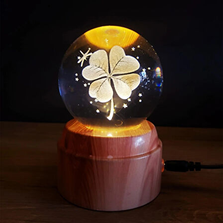 Yonca Tasarımlı Usb Dönen Cam Küre