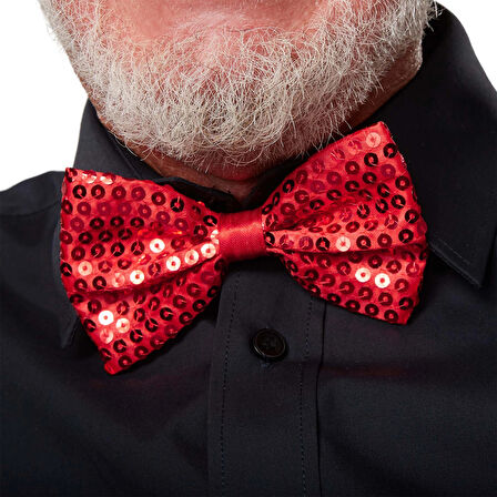 Kırmızı Payetli Pullu Papyon