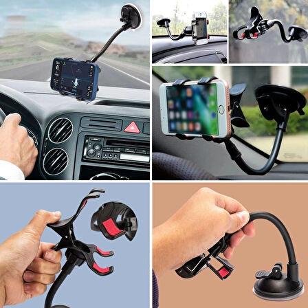 Leyloş Akrobat Cama Sabitlenen Güçlü Vakumlu 360 Derece Dönen Tüm Modellere Uyan Oto Telefon Tutucu