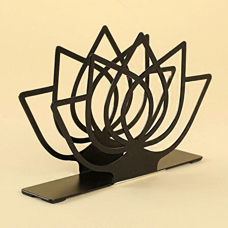 Leyloş Home Lotus Siyah Metal Peçetelik