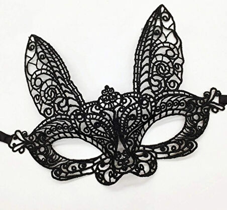 Siyah Dantel Kesim Balo Parti Maskesi 7 No