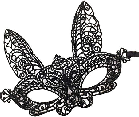 Siyah Dantel Kesim Balo Parti Maskesi 7 No