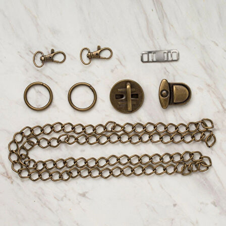 Leyloş Çanta Aksesuar Seti Bronz