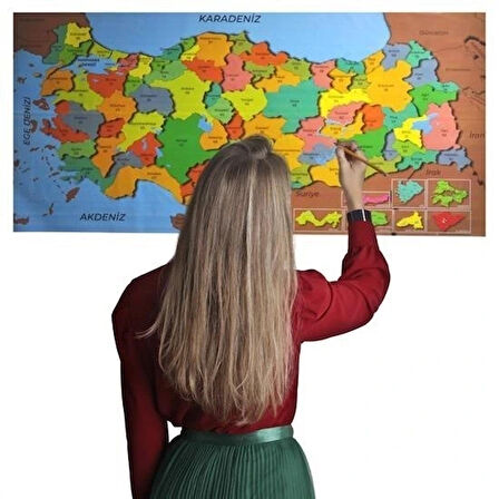 Leyloş Renkli Türkiye Haritası Manyetik Yapıştırıcı Gerektirmeyen Duvar Stickerı 118 Cm * 56 Cm