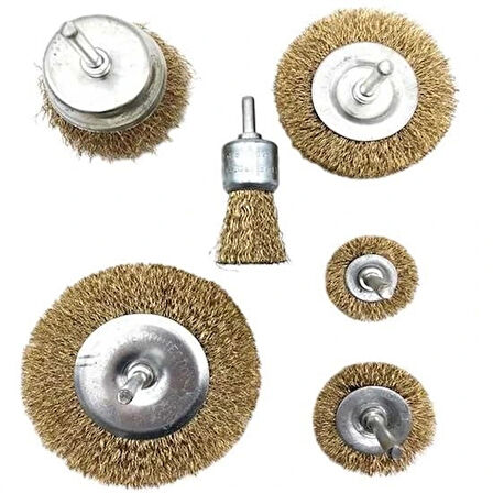 Leyloş 6'lı Pimli Tel Fırça Seti Pas Yağ Kir Boya Yapışkan Çözücü