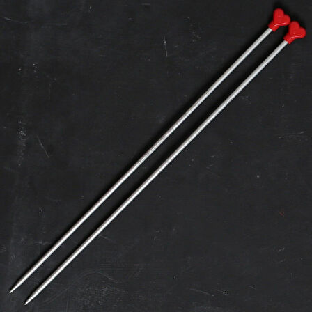 Addı Kalpli 5mm 40cm Klasik Alüminyum Örgü Şişi -