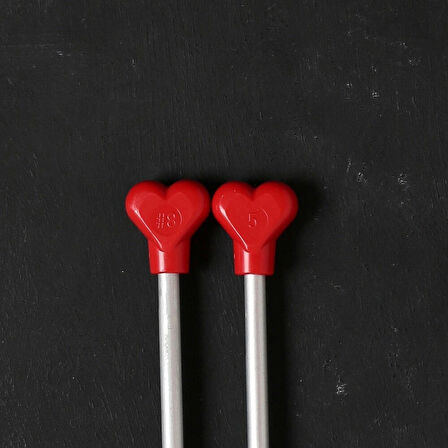 Addı Kalpli 5mm 40cm Klasik Alüminyum Örgü Şişi -