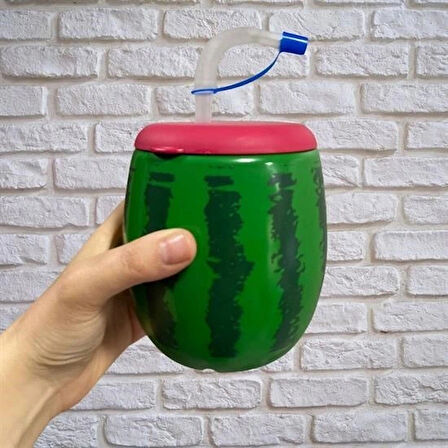 Leyloş Karpuz Model Kendiliğinden Pipetli 900 Ml Suluk, Matara